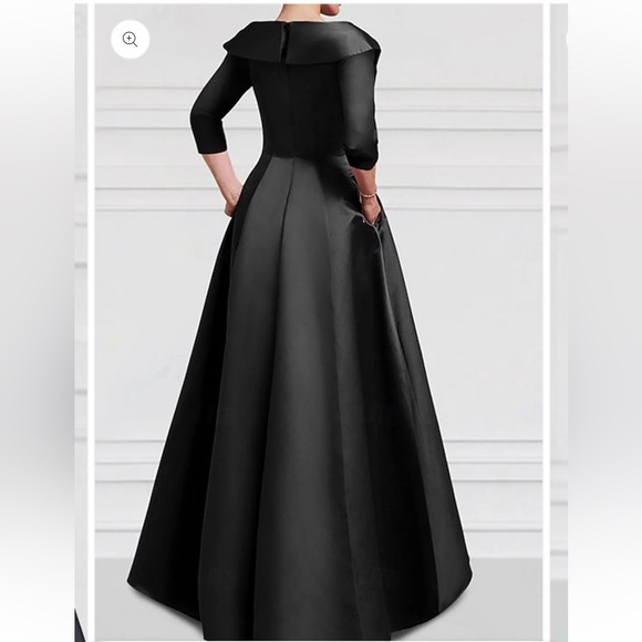 NWT Enigma Era A-Line Satin Shirt Collar 3/4 Length Long Sleeve Dress - Picture 5 of 8